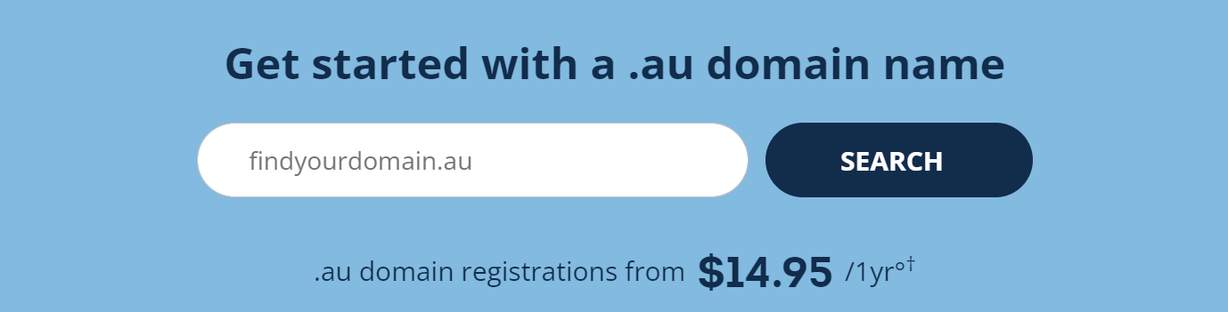 search for new .au domain name with webcentral